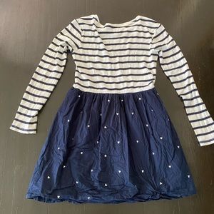 Navy and white striped cotton dress